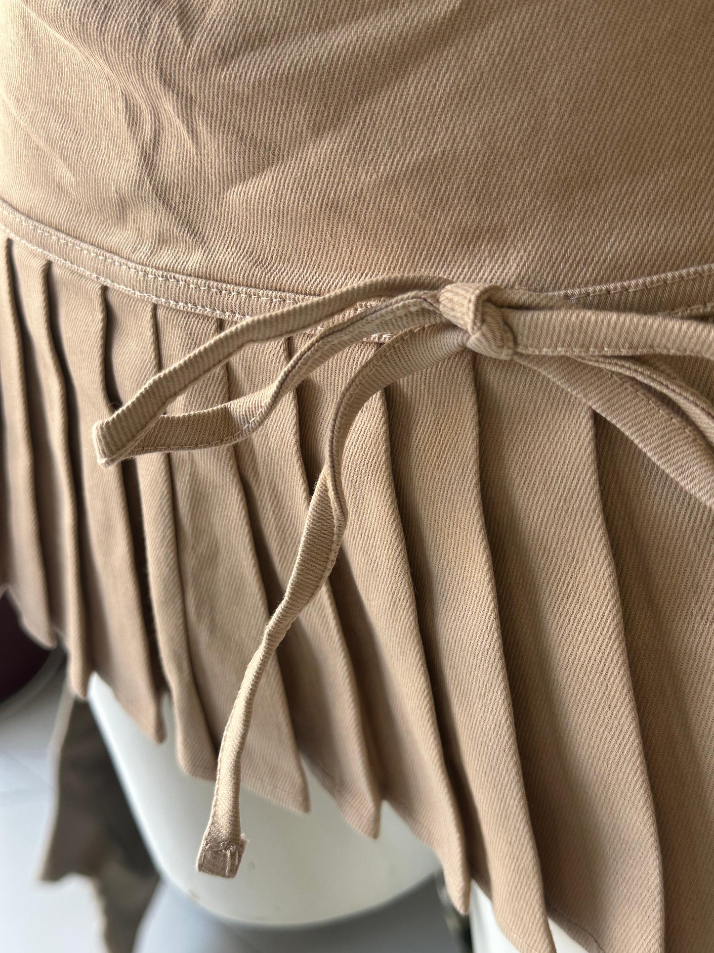 Falda Tableada Mini Beige