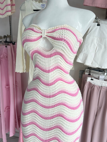 Vestido Tejido Ondas Pink