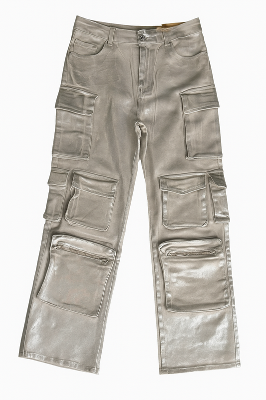 Pantalón Cargo Plateado
