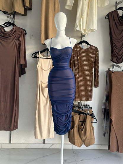 Vestido Mesh Azul Nude