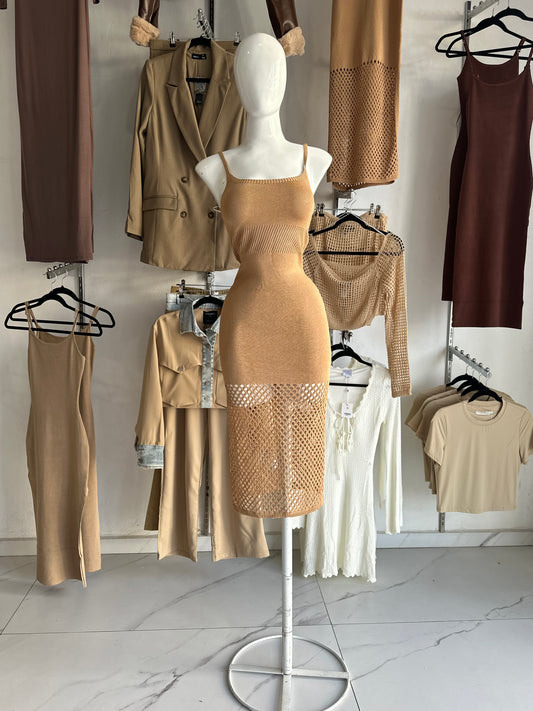 Vestido Beige Tejido