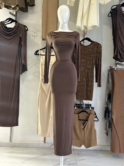 Vestido Plizado Brown