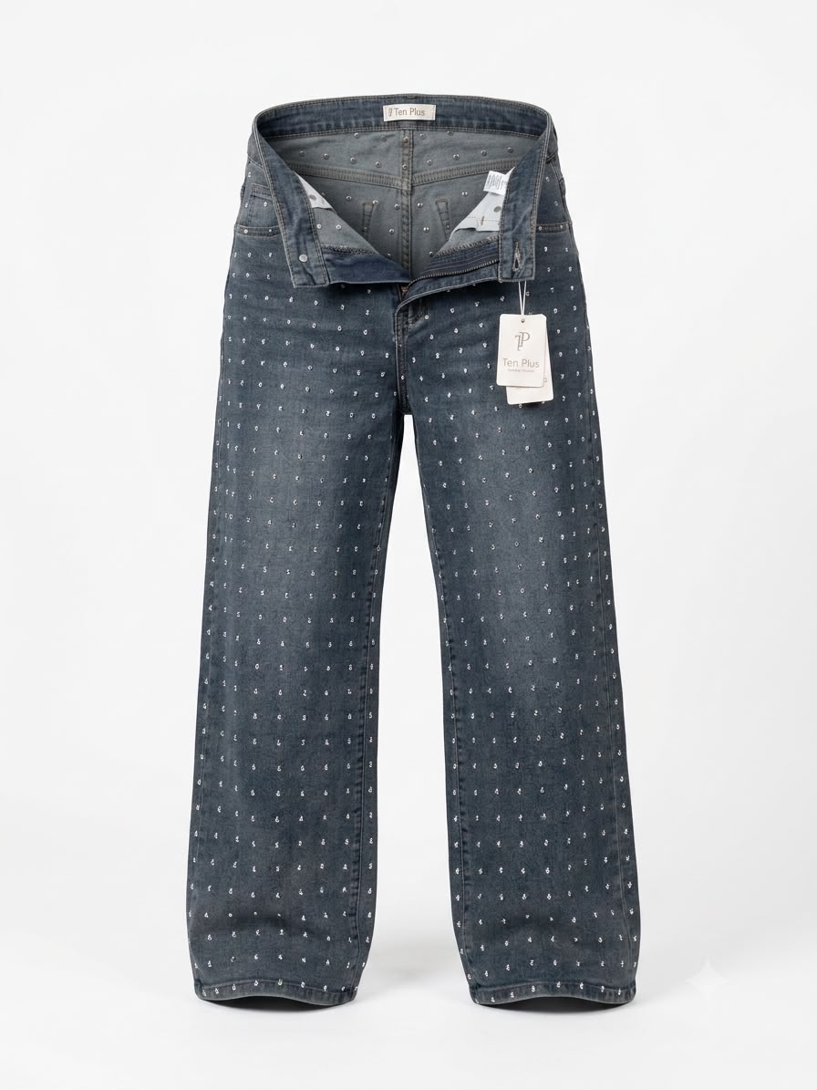 Pantalón denim estoperoles