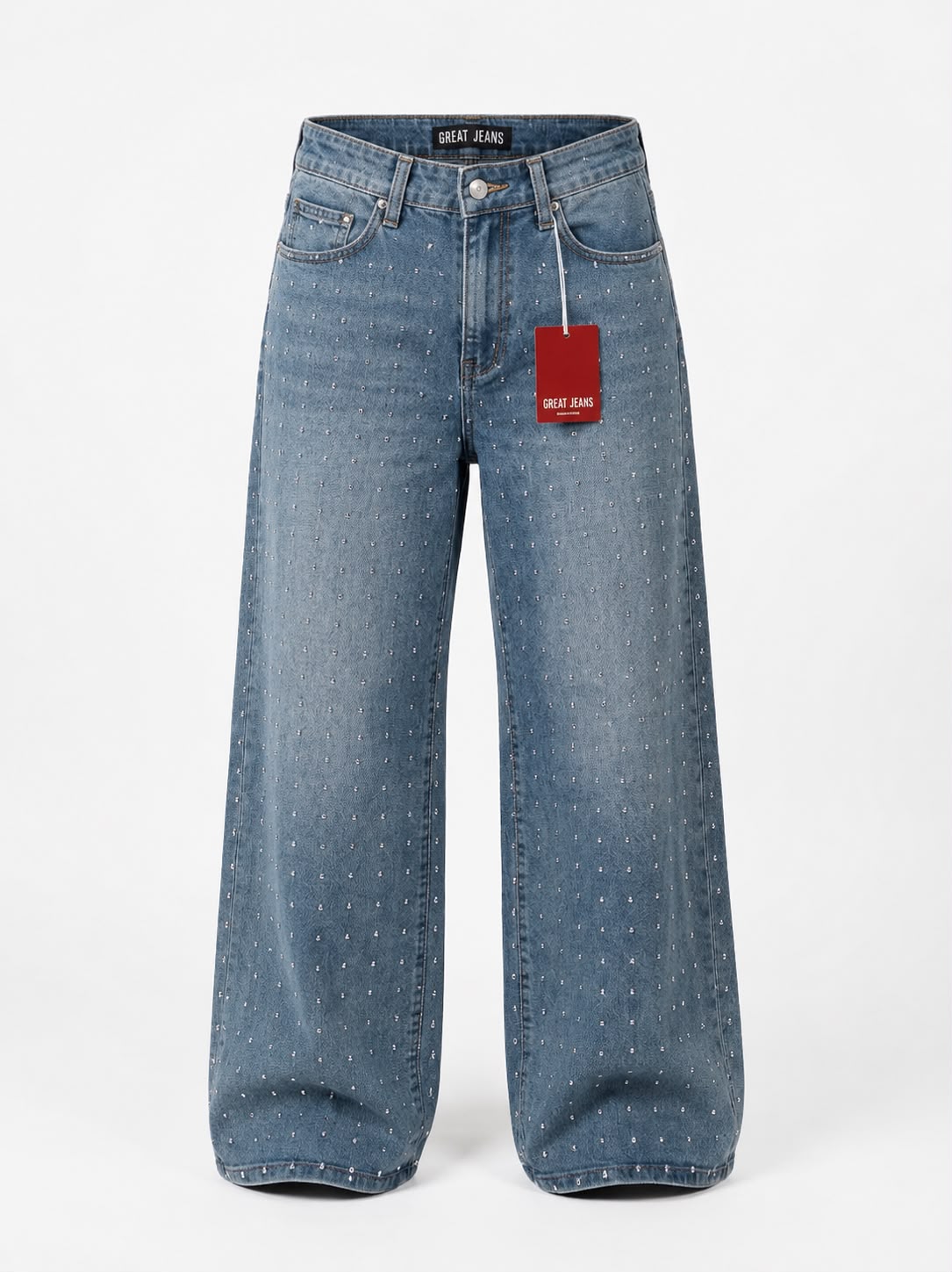 Pantalón denim brillos