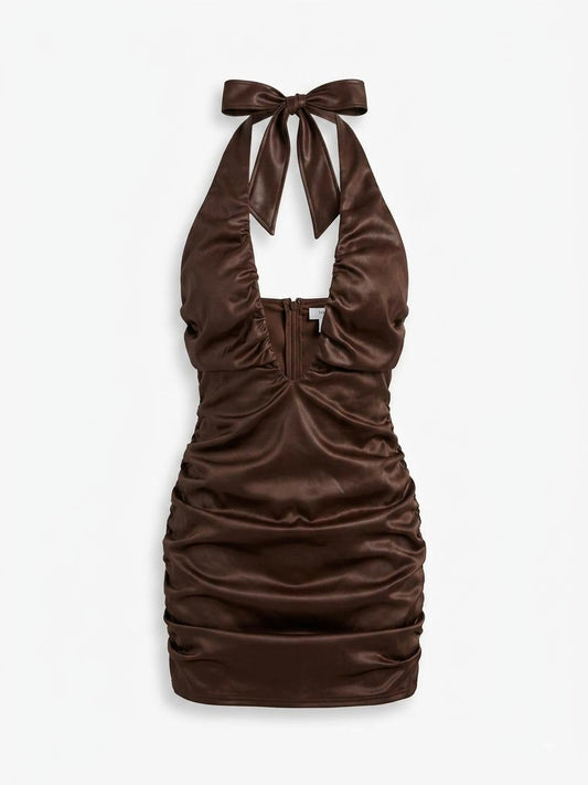 Vestido café escote